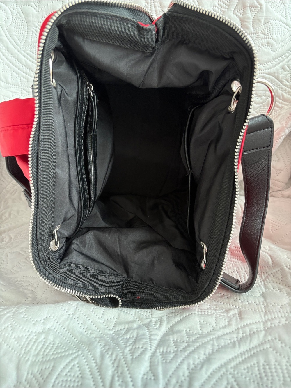 Madden Girl Red Nylon backpack purse with Black Trim - Picture 2 of 9